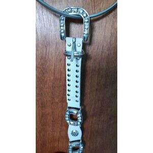 Western bling gray silver belt with Rhinestones sz 34 two stones missing